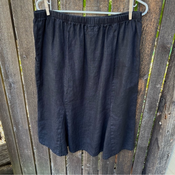 Flax Black 100% Linen Flare Skirt Sz M - Picture 6 of 11